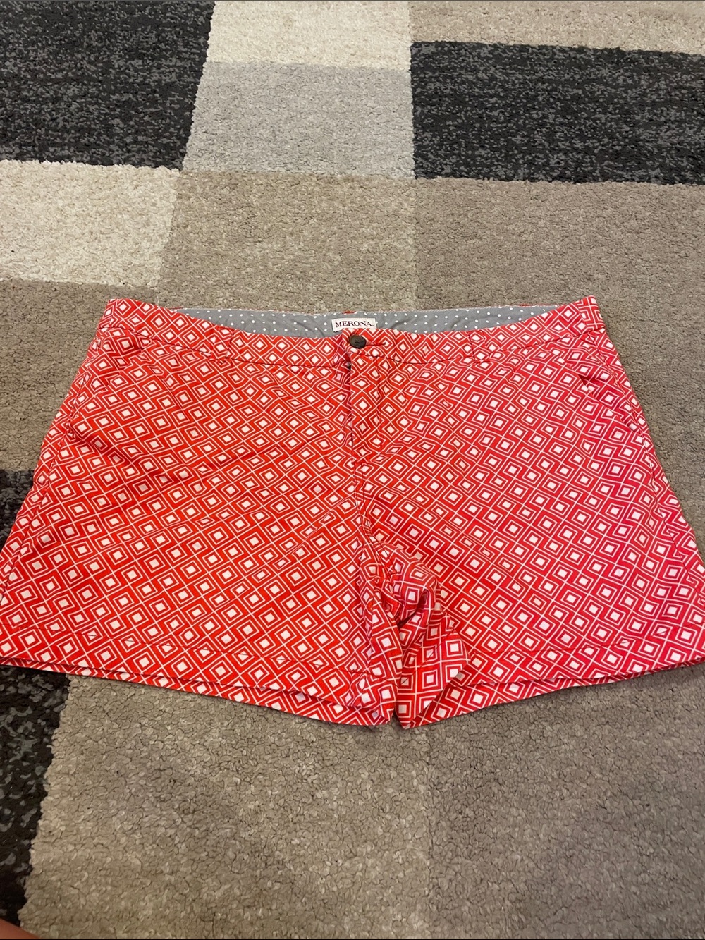 Merona Red & White Geometric Men's Shorts